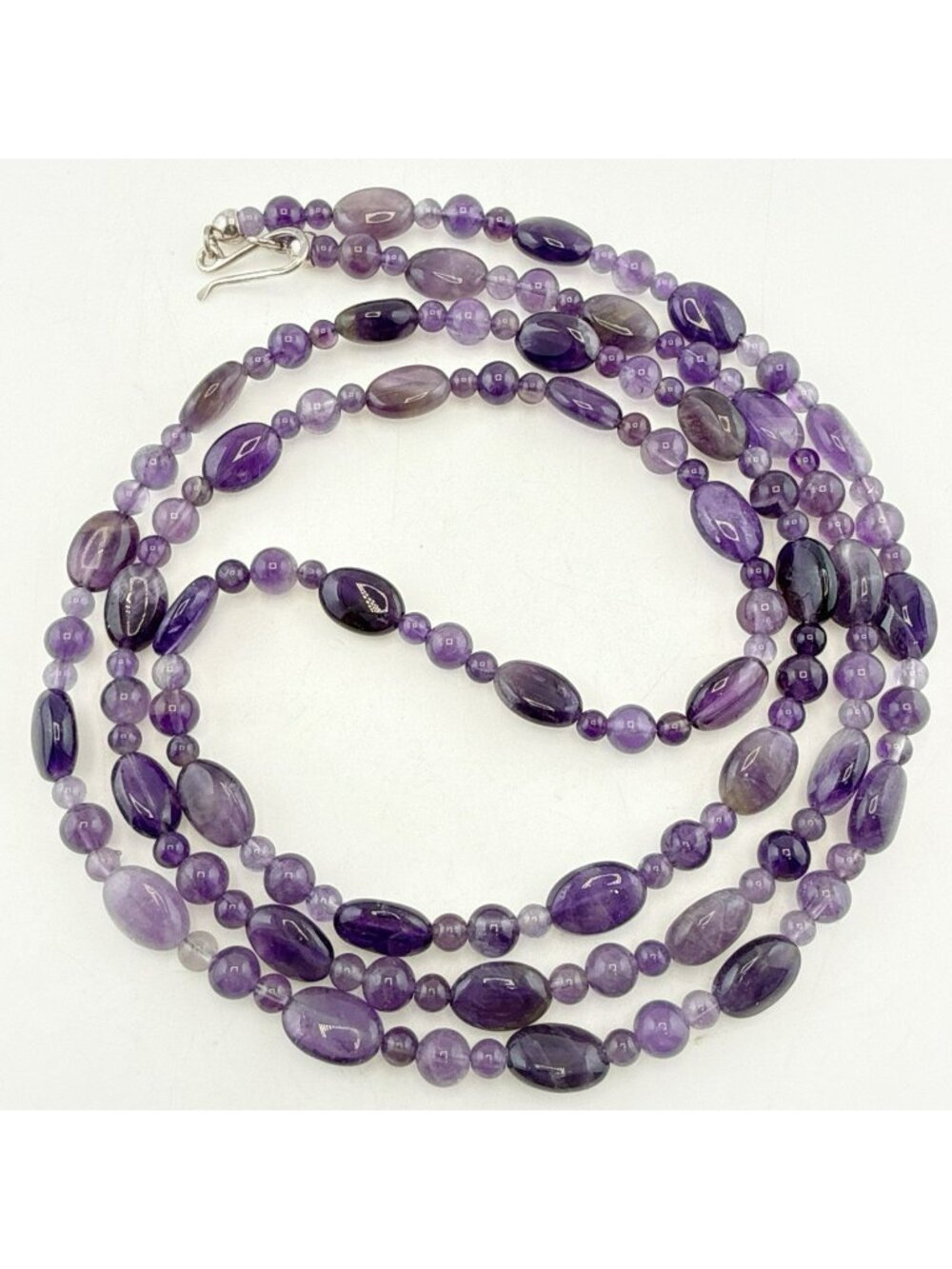 Jay King Necklace Amethyst Purple Long 40" Bead Sterling Silver 925 Boho DTR